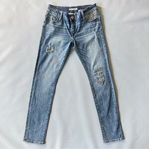 Stetson Pixie Sticks Low Waisted Denim Embroidered Distressed Women’s Size 10